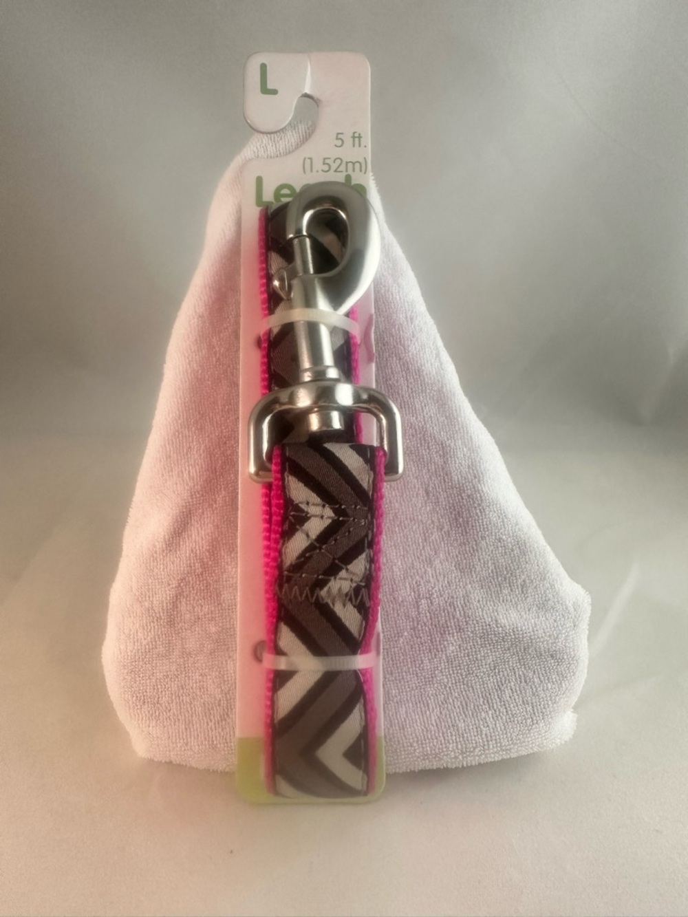 Geometric Print Dog Leash with Hot Pink Trim
